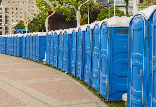 Seasonal porta potty units set up at a Houma, Louisiana venue